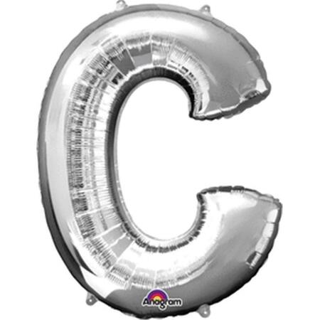 ANAGRAM 32 in. Letter C Silver Supershape Foil Balloon 78394